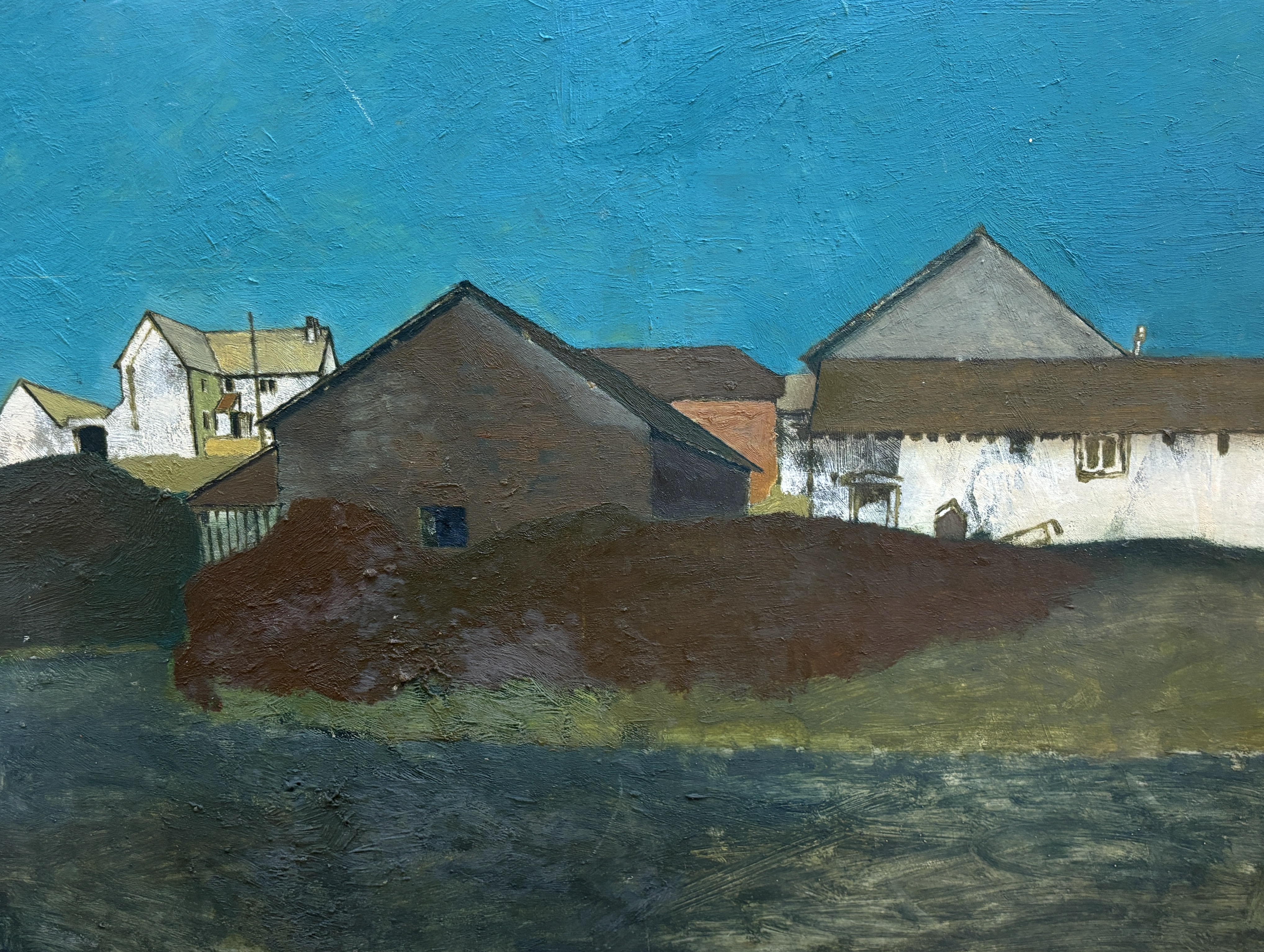 Modern British School, two oils on board, Landscapes with cottages, largest 60 x 76cm, both unframed and unsigned